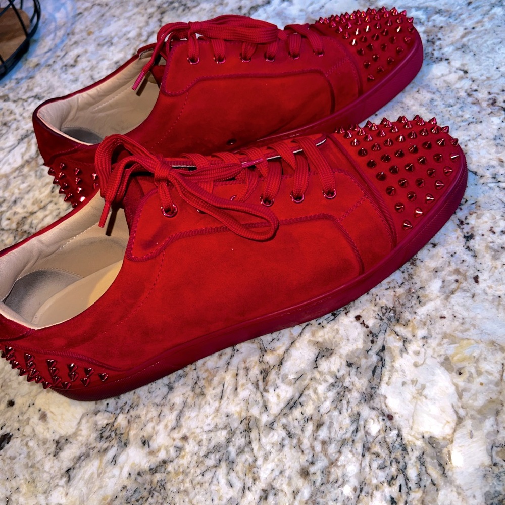 Christian Louboutin Red On Red Bottom  With Spikes 12 Mens